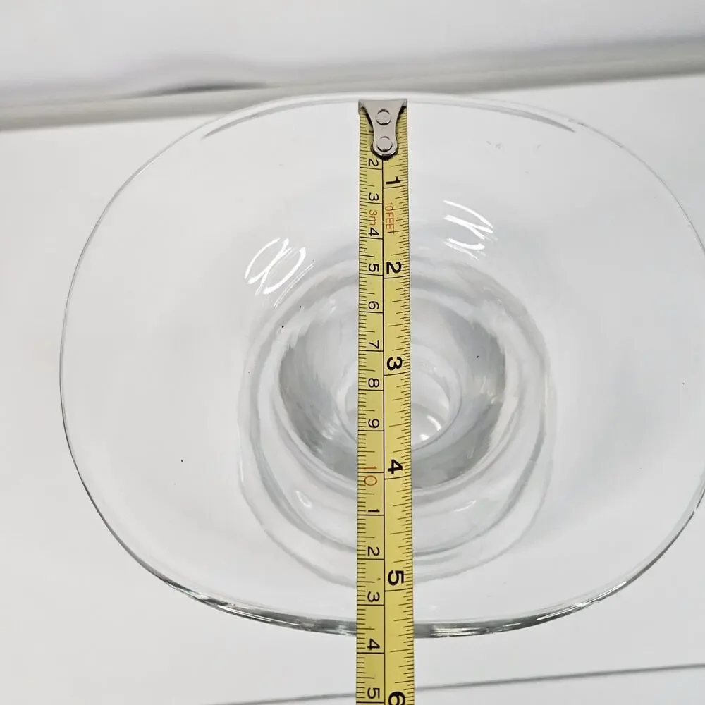 Vintage MCM Heavy Glass Flower Vase Folding Opening 10.5
